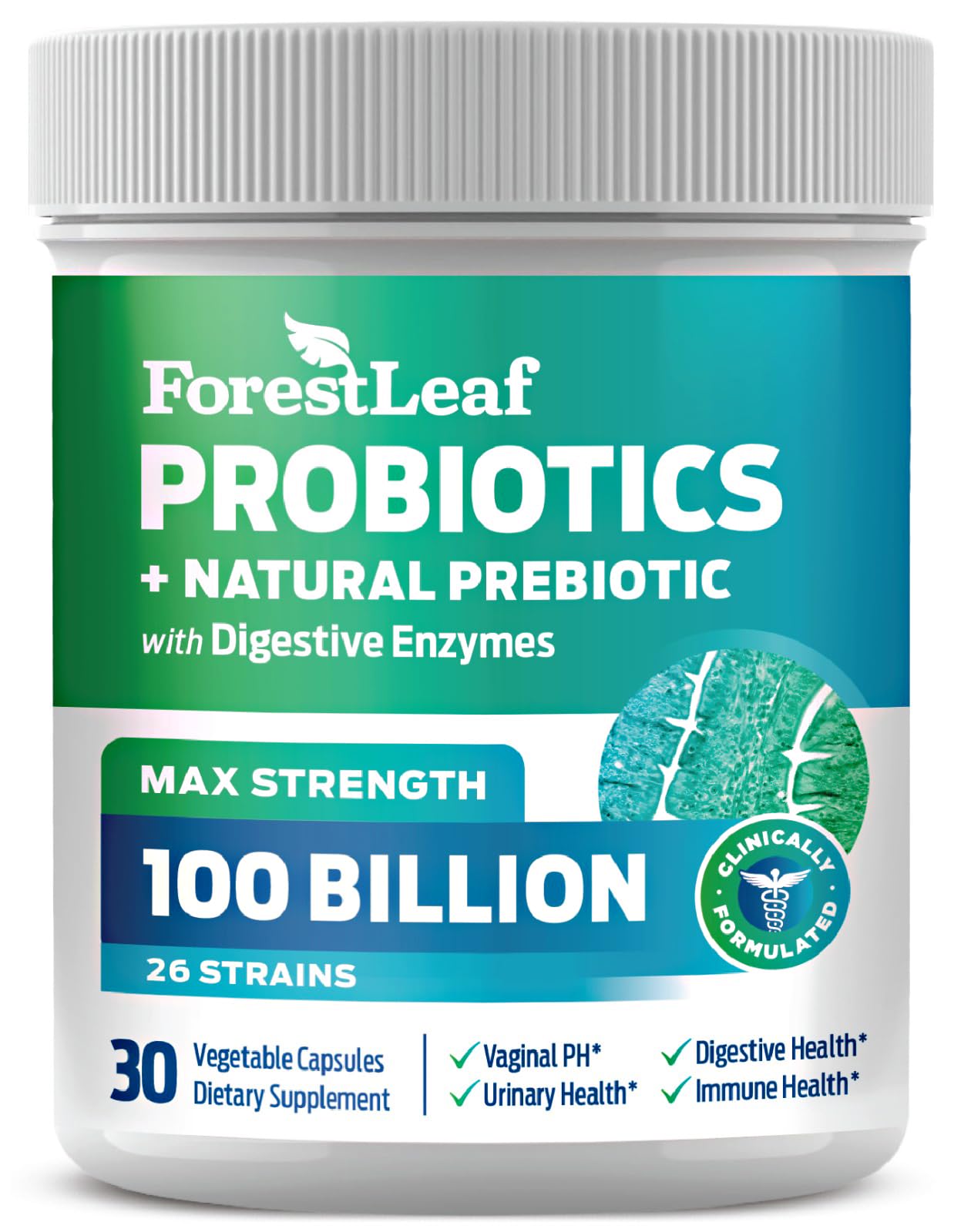 ForestLeaf Clinically Studied Probiotics 100 Billion CFU, 26 Strains with…