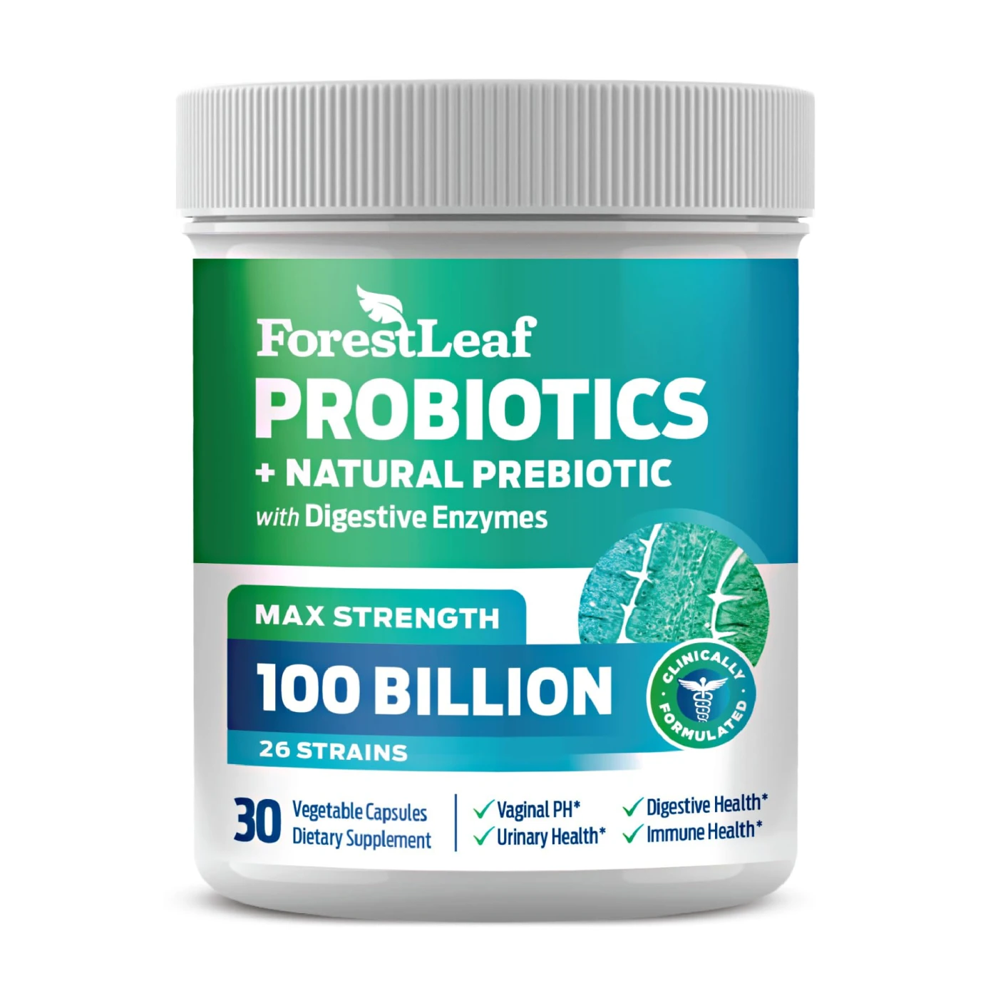 ForestLeaf Clinically Studied Probiotics 100 Billion CFU, 26 Strains with Organic…