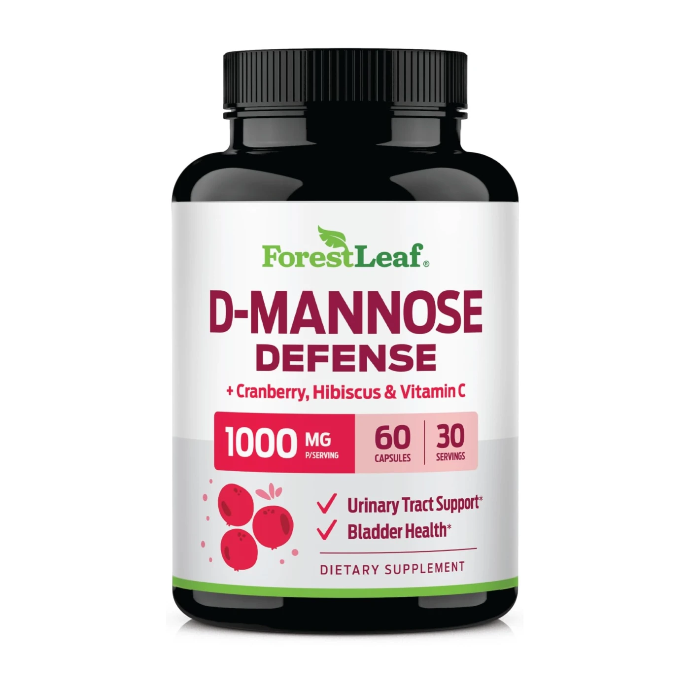 ForestLeaf D-Mannose Defense 1000mg - D Mannose with Cranberry, Hibiscus and…