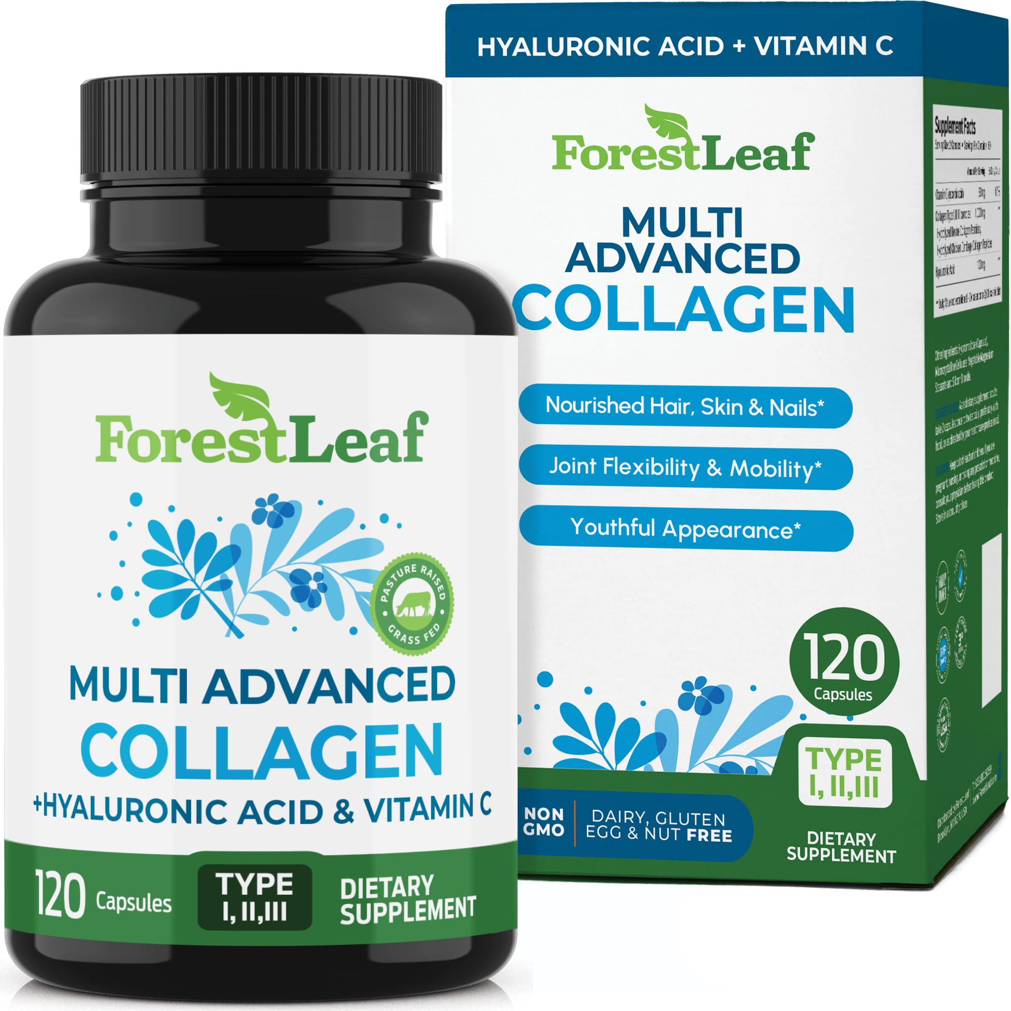 ForestLeaf Multi Collagen Pills with Hyaluronic Acid + Vitamin C