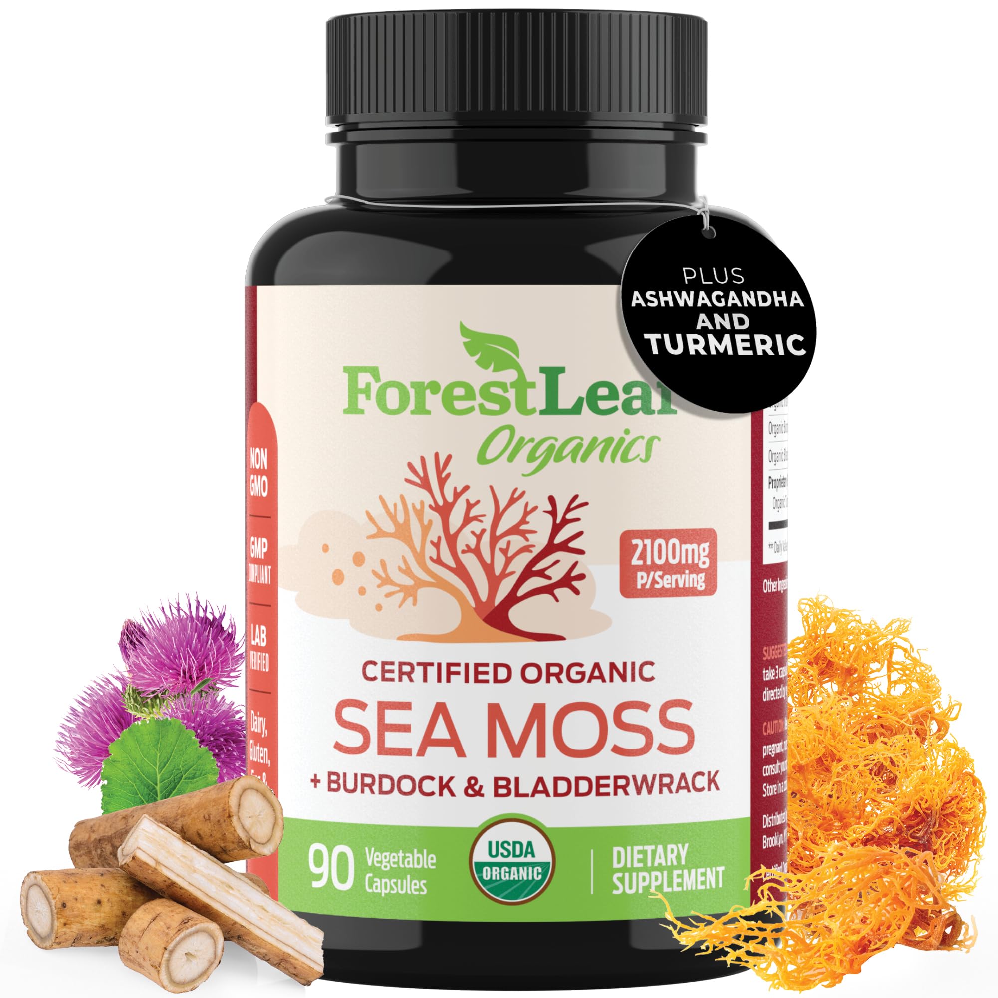 ForestLeaf Organic Irish Sea Moss with Bladderwrack and Burdock Root