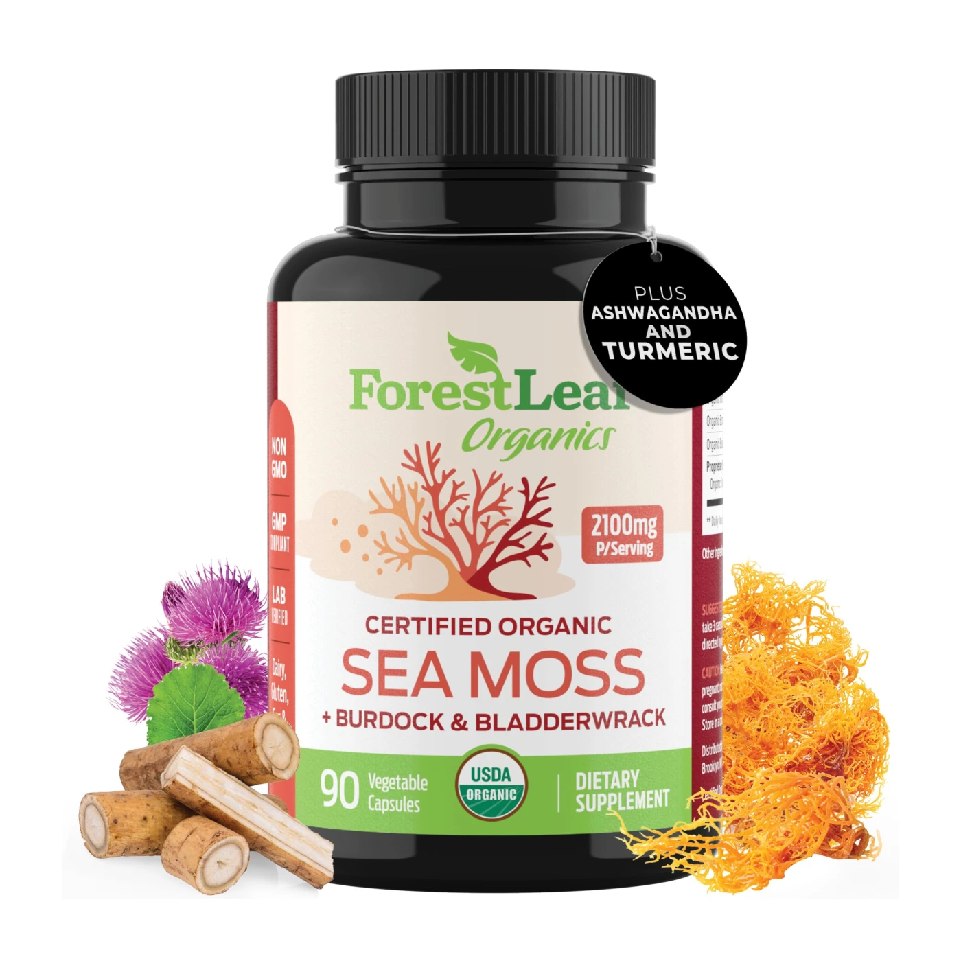 ForestLeaf Organic Irish Sea Moss with Bladderwrack and Burdock Root