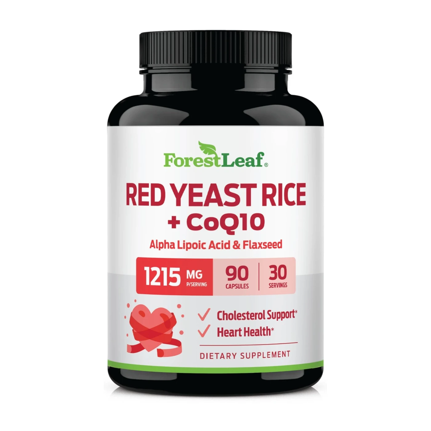 ForestLeaf Red Yeast Rice Care with COQ-10 and Organic Flaxseed - 1215mg