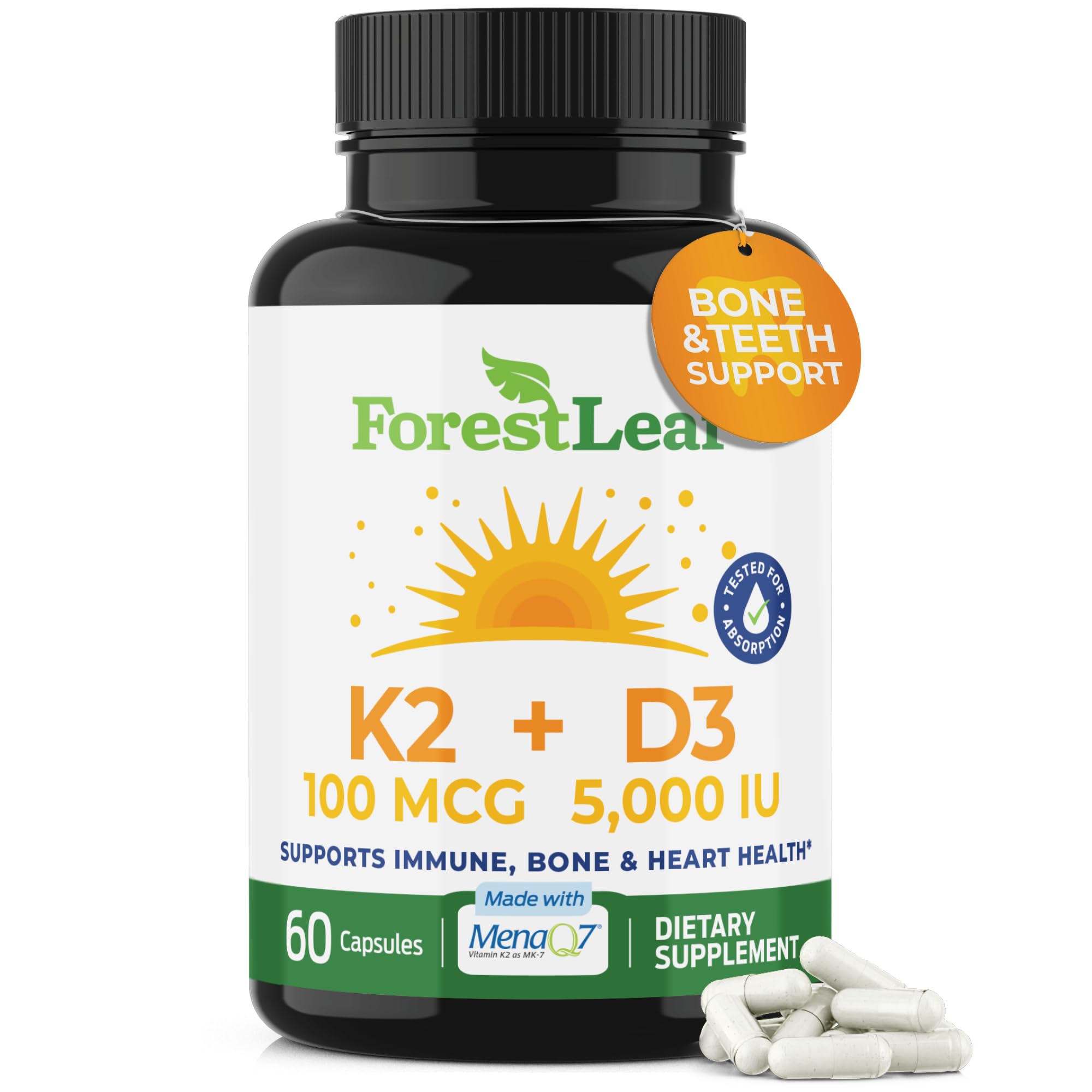 ForestLeaf Vitamin D3 + K2 (MK7) Supplement