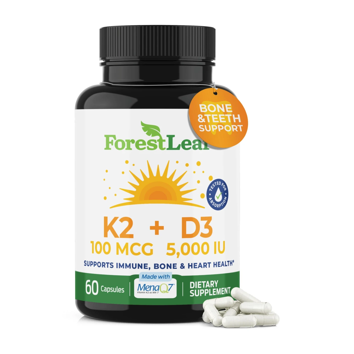 ForestLeaf Vitamin D3 + K2 (MK7) Supplement