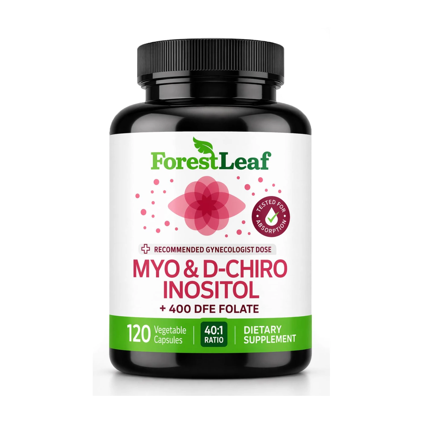 Myo-Inositol & D-Chiro Inositol Capsules w Folate - 40 1 Ratio 2000mg Myo and…