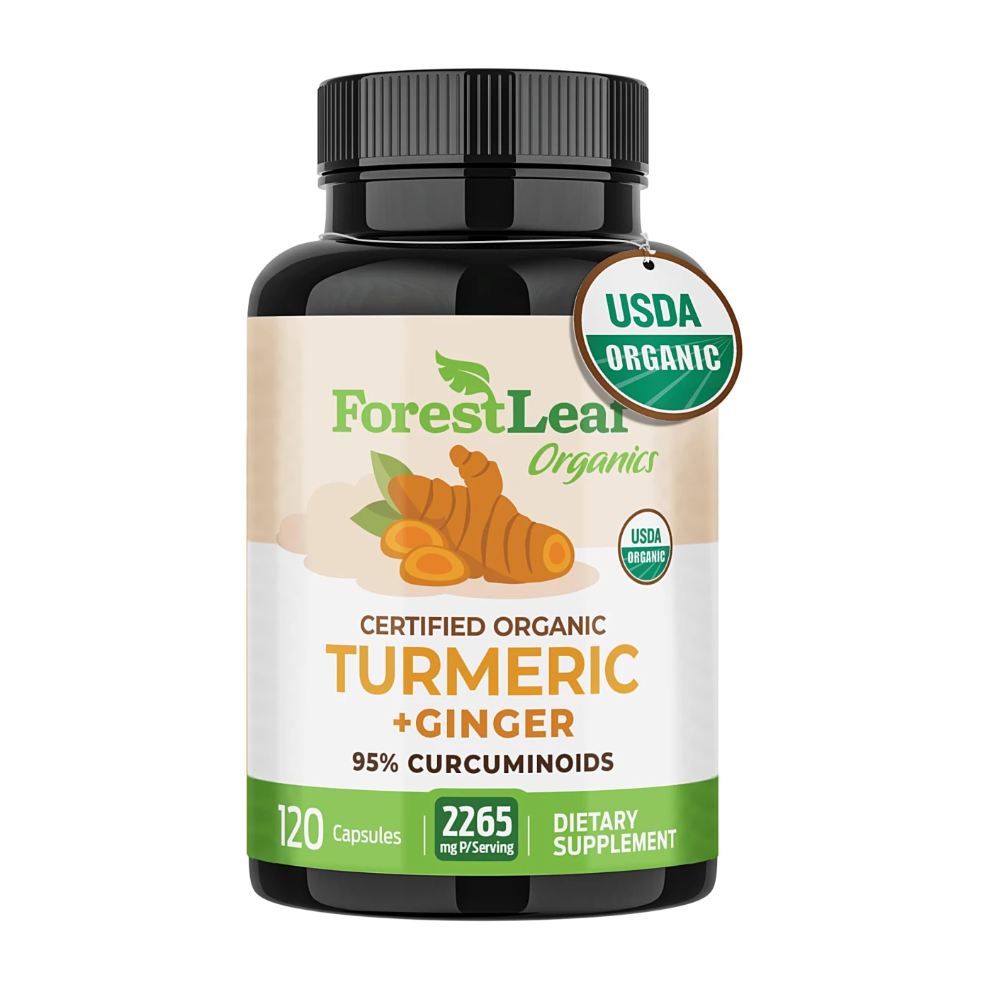 Organic Turmeric Supplement Extra Strength 2265mg - with BioPerine and Ginger for…