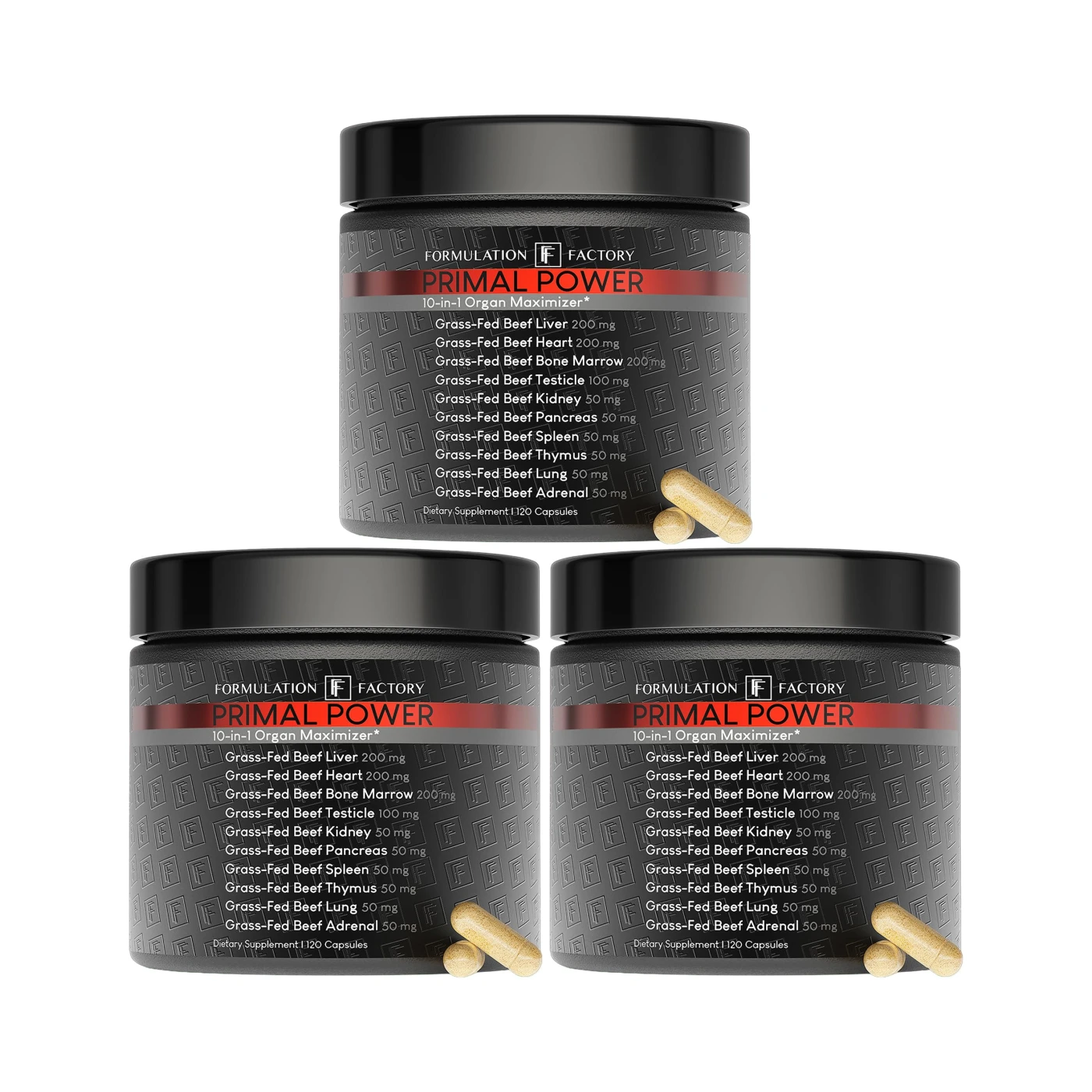 Formulation Factory Primal Power 10-in-1 Grass-Fed Organ Supplement with Beef…