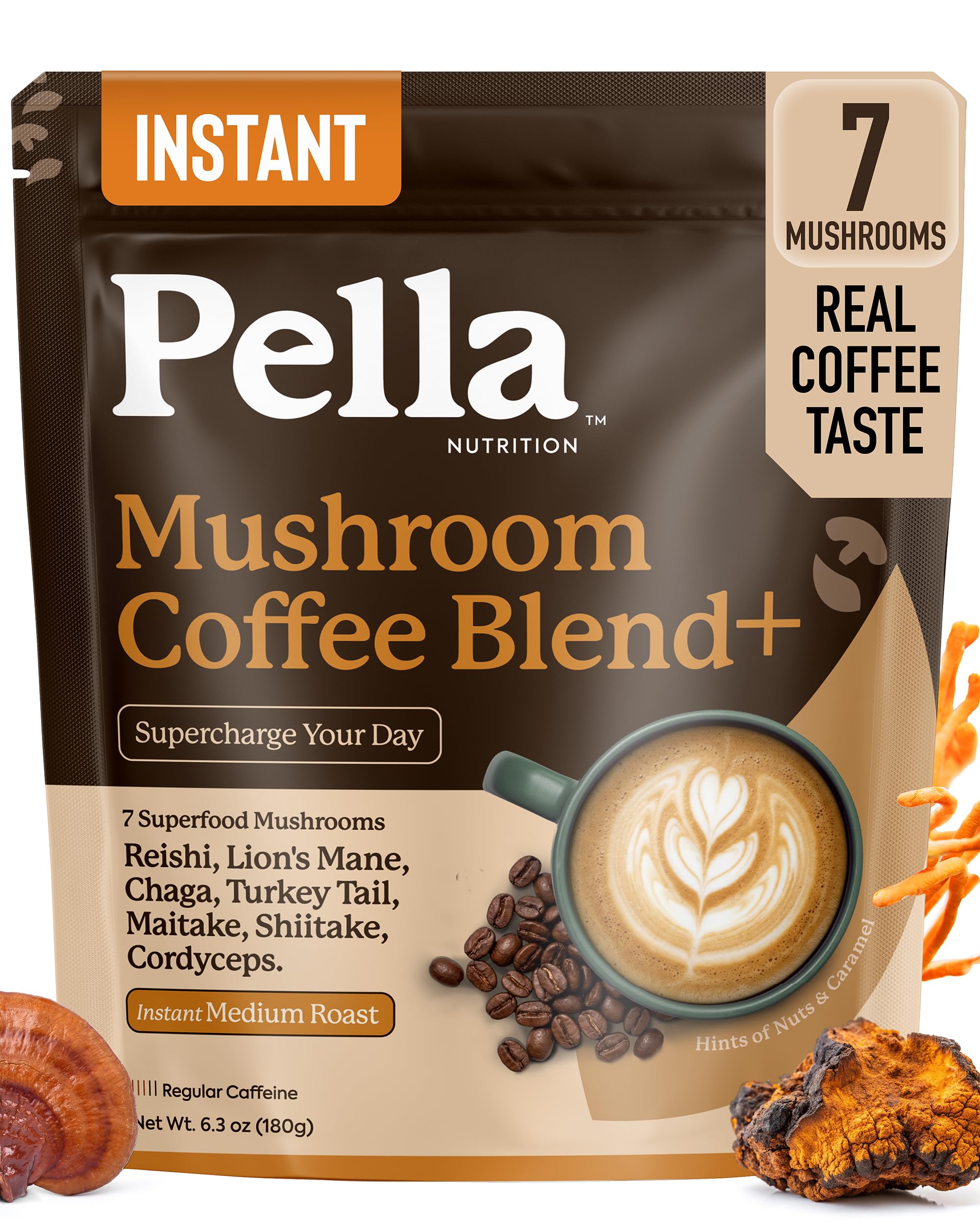 Organic Mushroom Instant Coffee (60 Servings) with 7 Superfood Mushrooms,…