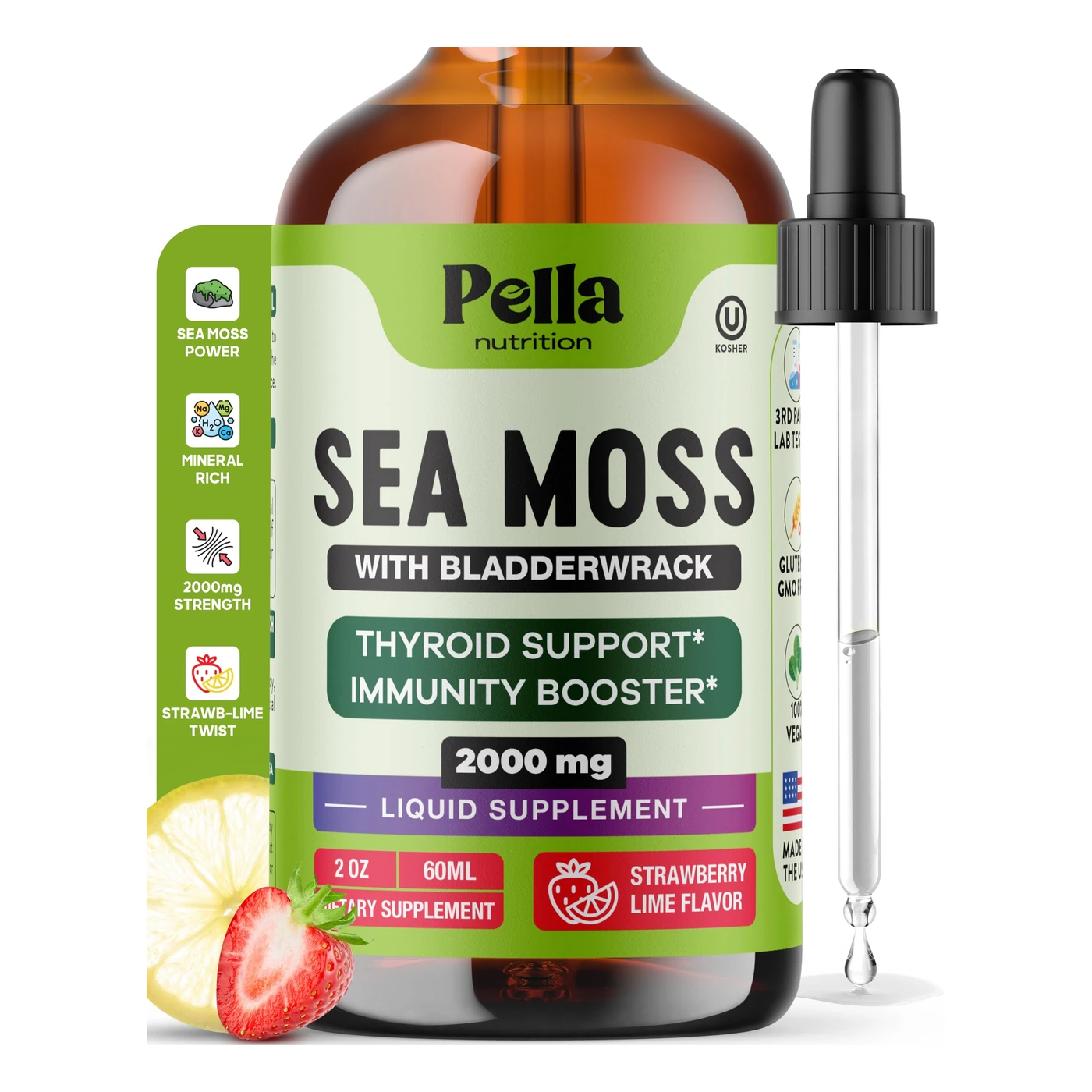 Product image of Organic Sea Moss Drops 1000mg Irish Sea Moss by Pella Nutrition.