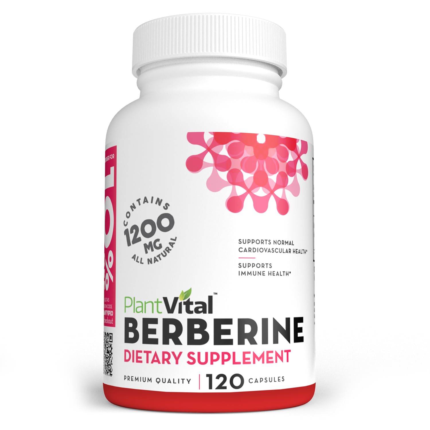 PlantVital Berberine 1200mg (2 caps) Non-GMO Supplement for Immunity Supp…