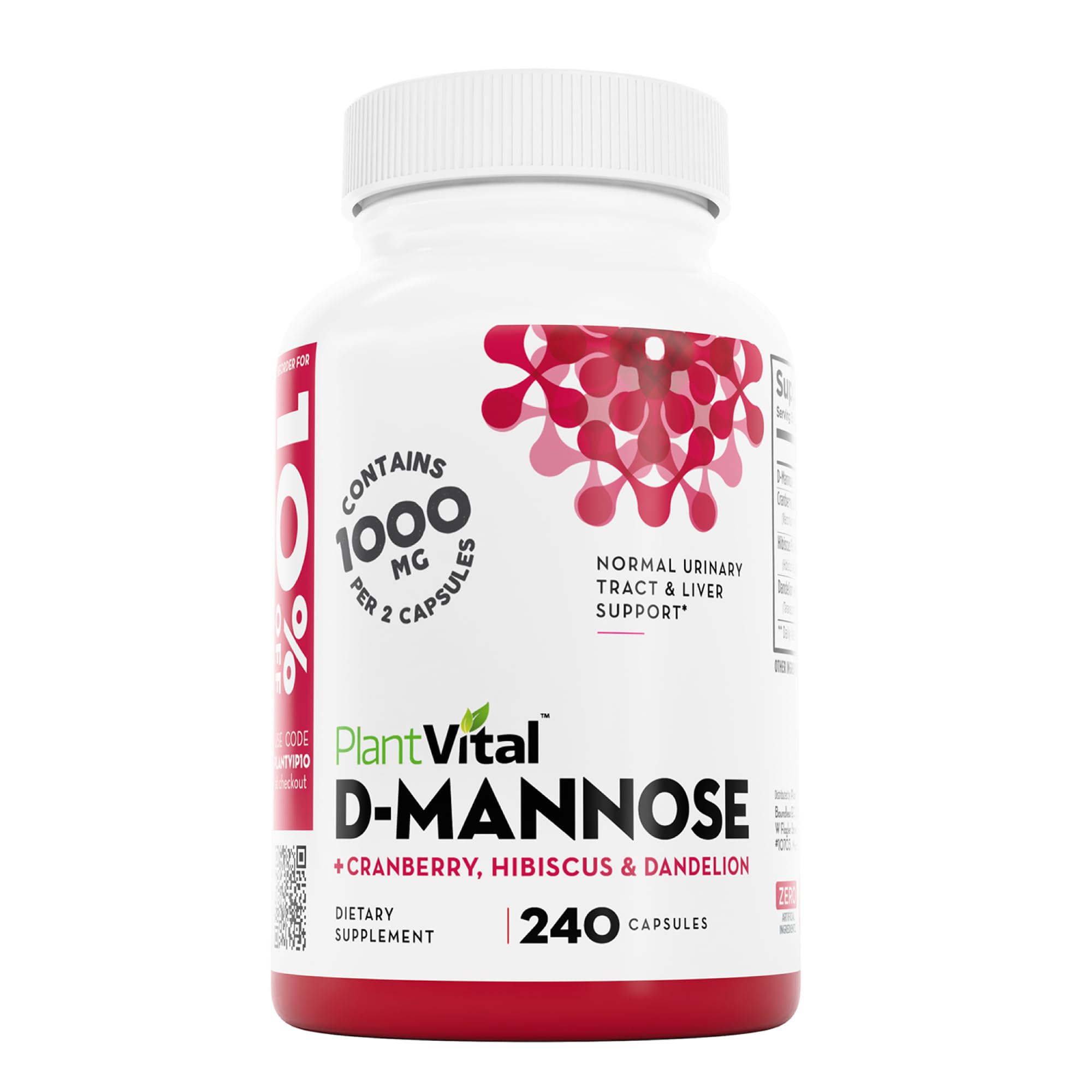 Plantvital D Mannose Capsules with Cranberry