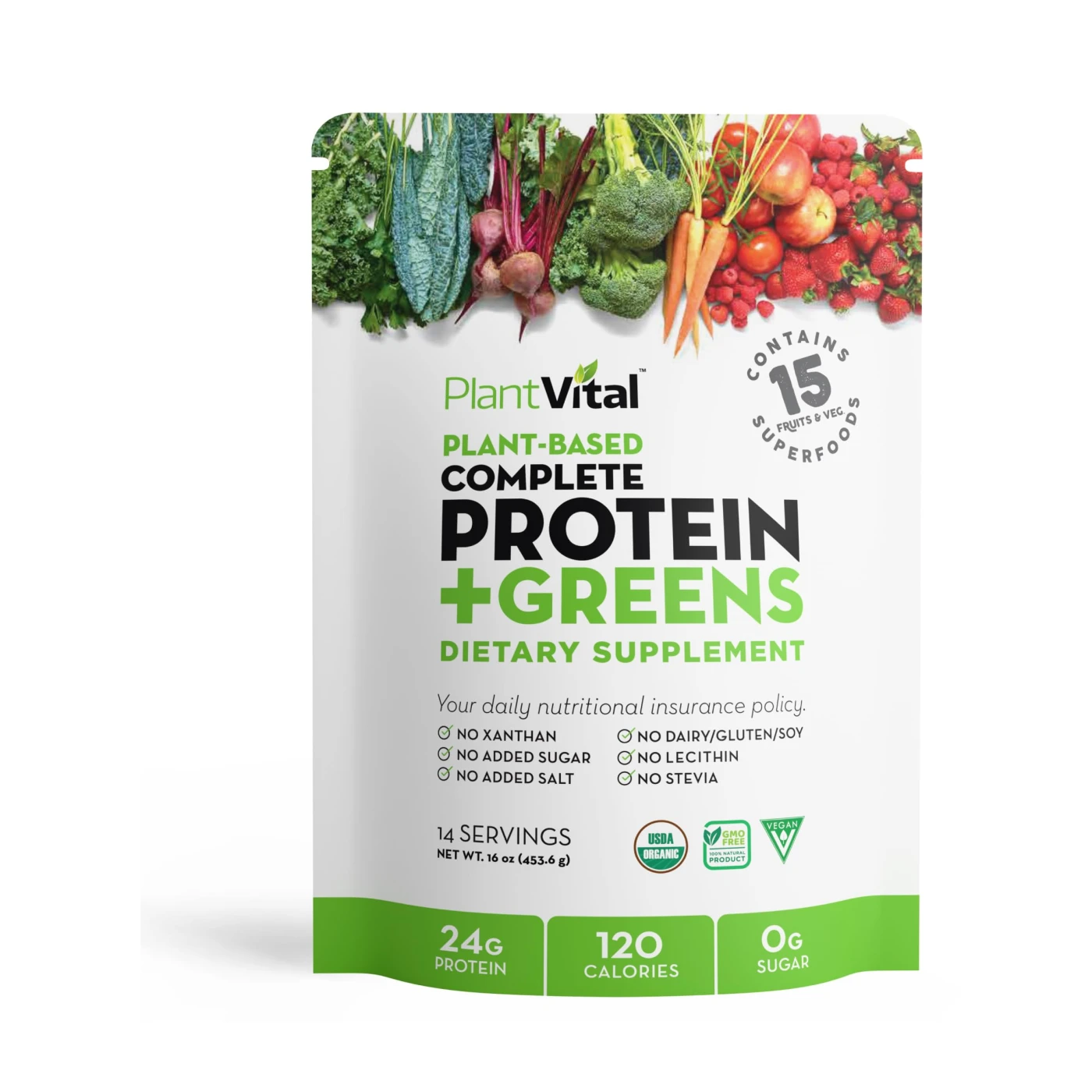 Plantvital Unflavored Organic Vegan Protein Powder - 18 Superfoods, Veggies and…
