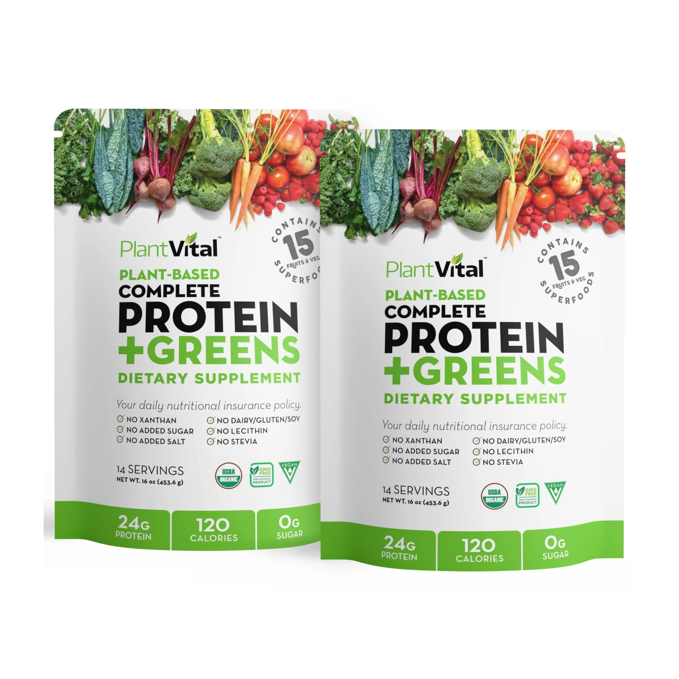 Plantvital Unflavored Organic Vegan Protein Powder - 18 Superfoods, Veggies and…
