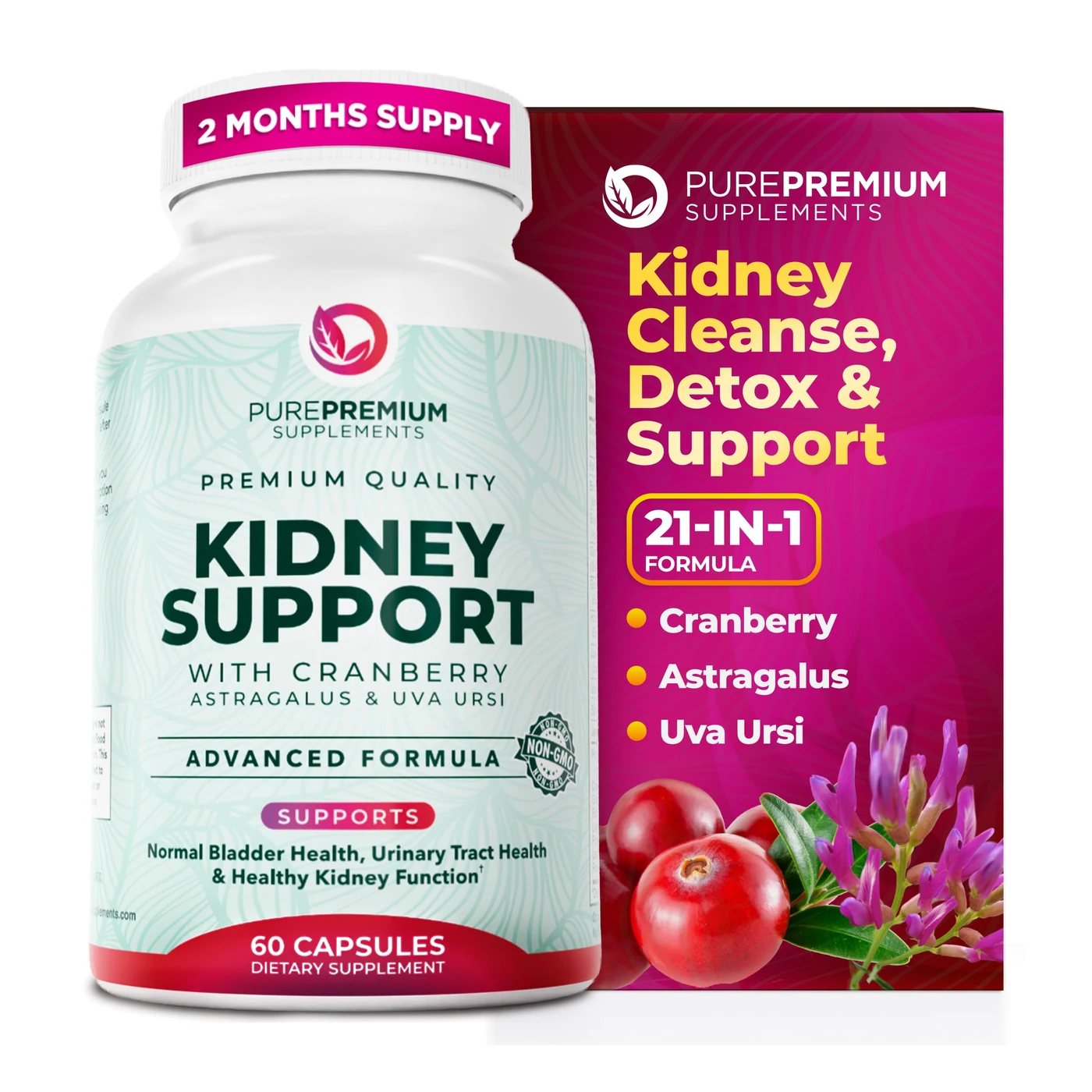 Product image of PurePremium Supplements Kidney Support with Cranberry Extract & Astragalus by PurePremium Supplements.