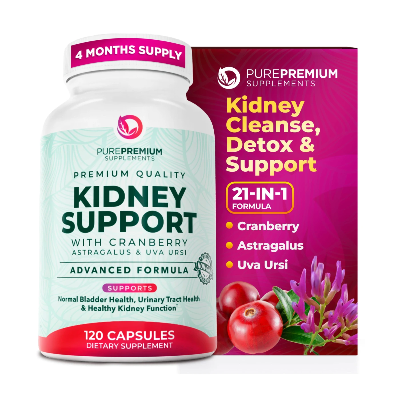 PurePremium Supplements Kidney Support Supplement for Men & Women - with…