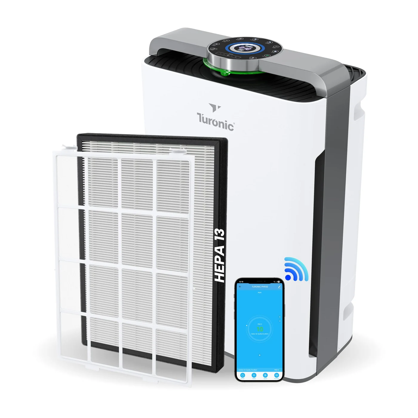 Product image of Turonic PH950 - Air Purifier And Humidifier Combo, up to 4200 Sq Ft Large Room Air Cleaner For Home, True Hepa 13 Filter, for Pet Hair, Smells, Pollen, Smoke in Office, Bedroom, Living Room, Basement by Turonic.